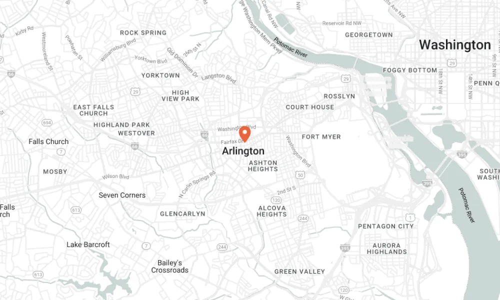 Map of Arlington, Virginia, home of Mills Value Adviser